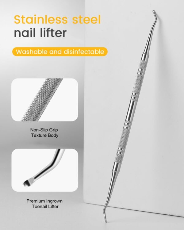 BEZOX Long Steel Nail File for Onychomycosis, Ingrown Nail，Thick and Fungal Nails with Dual-Ended Toenail Lifter – The Ultimate Manicure & Pedicure Tool for Men and Women’s Nail Care