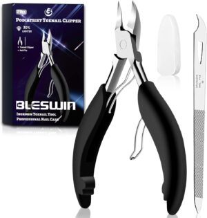 Toe Nail Clipper for Ingrown or Thick Toenails, Toenails Trimmer and Professional Podiatrist Toenail Nipper for Seniors with Surgical Stainless Steel Surper Sharp Blades Lighter Soft Handle