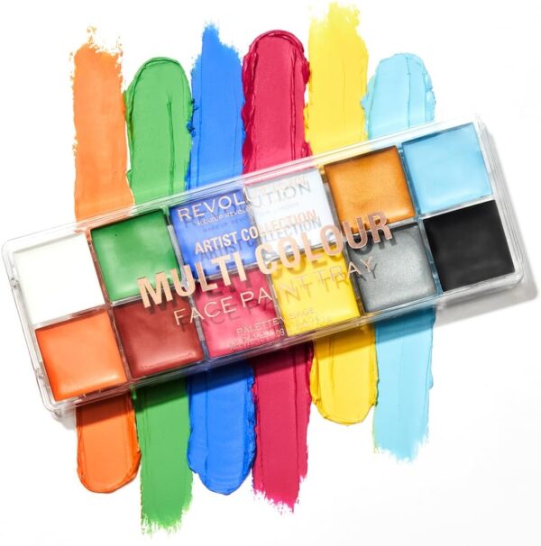 Makeup Revolution London, Artist Collection, Face Paint Tray, Intensely Pigmented, Blendable Formula, 12 Creamy Shades, 12 x 2.7g