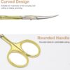 CGBE Cuticle Scissors, Professional Cuticle Scissors Curved Thin, Stainless Steel Super Sharp Cuticle Cutter Remover Small Beauty Scissors for Cuticles, Dead Skin, Eyebrows, and Eyelashes, Gold