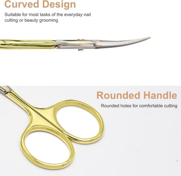 CGBE Cuticle Scissors, Professional Cuticle Scissors Curved Thin, Stainless Steel Super Sharp Cuticle Cutter Remover Small Beauty Scissors for Cuticles, Dead Skin, Eyebrows, and Eyelashes, Gold