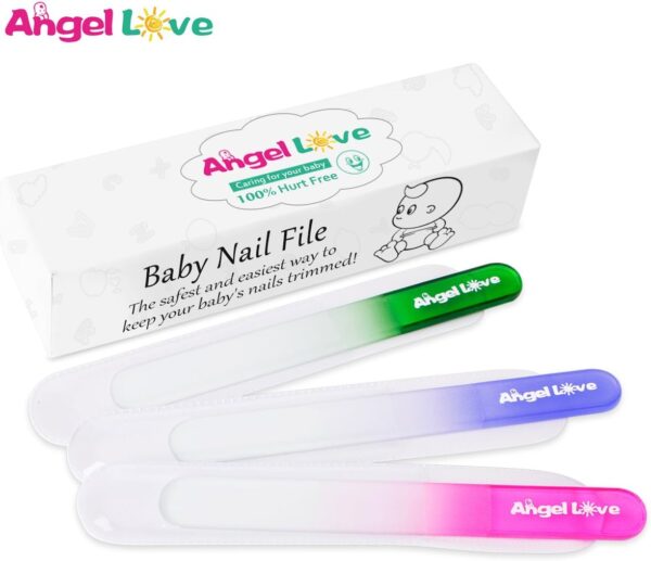 Angel Love Baby Nail File, 3 Pack, Emery Board Glass, Crystal for Babies, New Moms & Baby Shower(Gift Set), Qzf Color