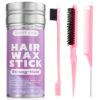 Hair Wax Stick & Slick Back Hair Brush, Hair Pomade/Balm for Smooth Flyaways, Frizz, Sleek Ponytail, Buns, Styling Accessories Cream/Gel for Girls, Kids