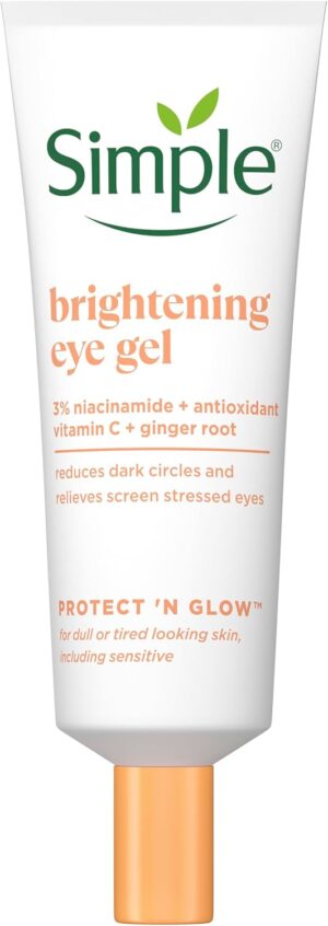 Simple Protect 'n' Glow Brightening Eye Gel Reduces Dark Circles and Relieves Screen-Stressed, Tired Eyes for Sensitive Skin 25 ml