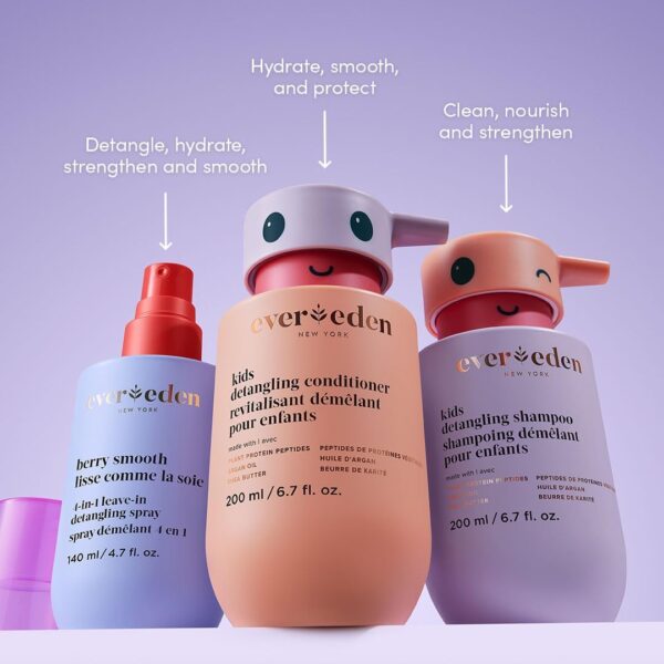 Evereden Kids Haircare Set: Hair Detangling Shampoo & Conditioner for Children Ages 3+, Plant Protein Peptides & Argan Oil, Vegan, Free from Sulfate, Paraben, Phthalate & Petrolatum