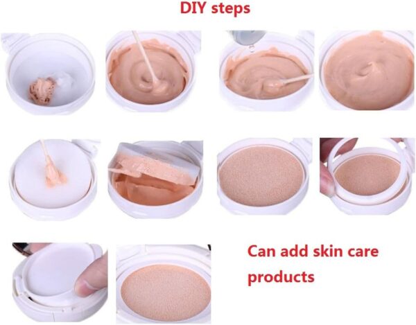SelfTek Empty Foundation Puff Box Air Cushion Container for DIY BB/CC Cream Liquid Foundation with Mirror and Sponge Puff