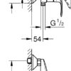 GROHE Eurosmart Single-Lever Shower Mixer, Wall Mounted, Water-Saving Tap with Chrome Finish. 32172002
