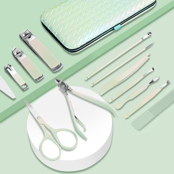 DUAIU 13 Pcs Manicure Set Professional Nail Clipper Manicure Pedicure Kit Stainless Steel Nail Care Tool Grooming Kits for Women Wen with Storage Travel Case