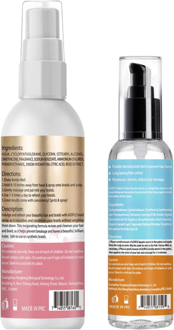 Keratin Protein Hair Serum Anti Frizz Control Repair Hair- Rose Water Spray for Hair Moisturize Anti-Frizz Hair Smooth Products Curly Hair Brush Curl Defining Brush for Shaping Hair Women Men(3PCS)