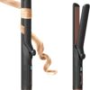 Hair Straightener and Curler 2-in-1, 360° Airflow Styler Curling Iron, 1.25 Inch Curling Wand, 20 Million Negative Ion Hair Care, 5 Temps & Auto Off, Dual Voltage (Black)