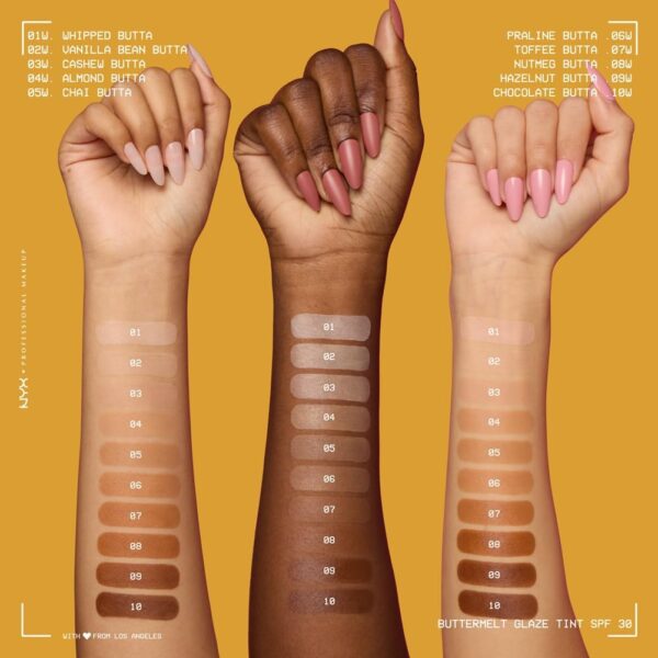 NYX Professional Makeup Buttermelt Glaze Soft Glow Skin Tint + SPF/FPS 30, Foundation, 12h Wear, Vanilla Bean Butta