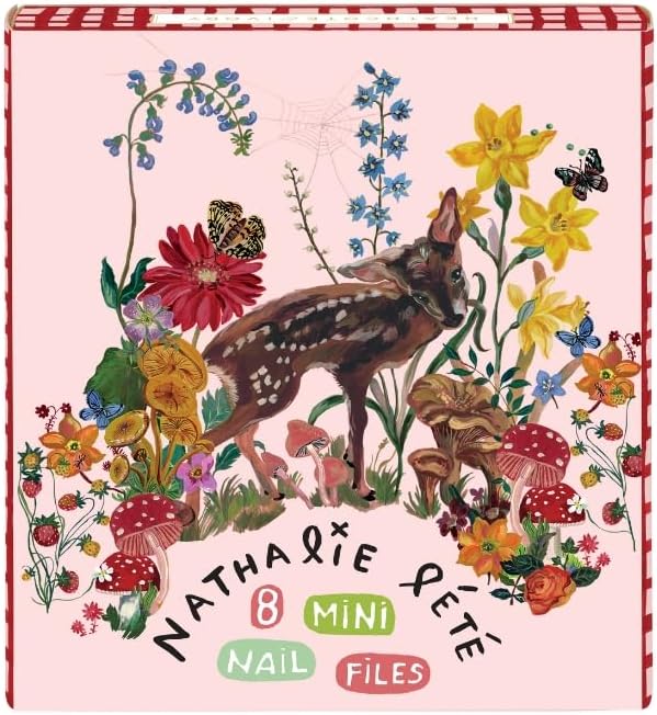 Vintage & Co x Nathalie Lete Forest Folk Nail Files | Manicure Nail Filer | Mini Nail Files | Mini Gifts | Four Different Designs | Travel | Women | 8 in Display Tray