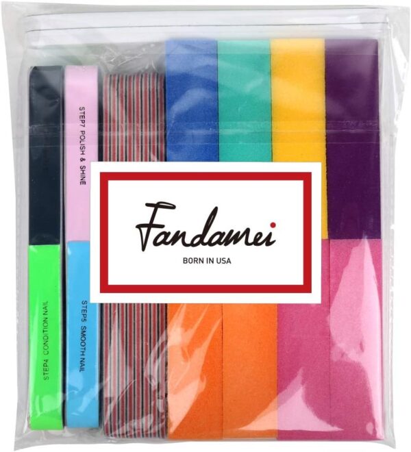 FANDAMEI Nail Files and Buffers, 100/180 400/4000 Grit Professional Manicure Tools Kit Rectangular Art Care Buffer Block Tools, 7 Ways Buffer Block for Trim, Polish and Shine Nail, 20Pcs/Pack