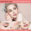 LOPHE Liquid Blush for Cheeks, Soft Cream Liquid Blush Stick With Fine Glitter, Natural-Looking Face Cheek Tint Blush Makeup, Long Lasting Blendable Lightweight Moisturizing Beauty Makeup for Cheeks