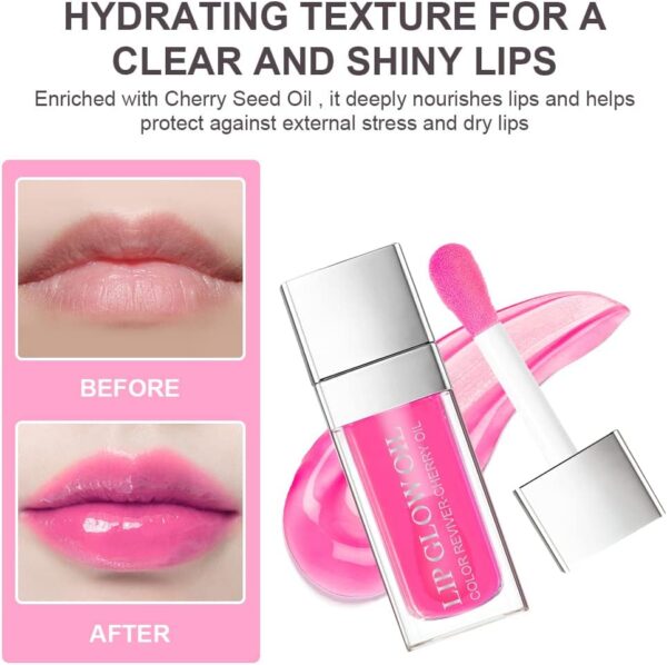 AOOWU Plumping Lip Oil Tinted, Moisturizing Lip Oil Long Lasting Nourishing Lip, Hydrating Lip Gloss Tint Lipstick for Women, Glitter Shine Liquid Lipstick, Lip Glaze Makeup Cosmetic
