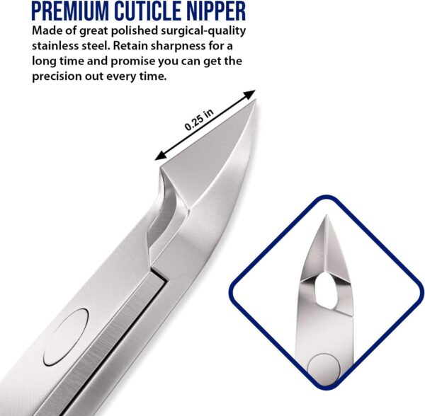 Jestilo Cuticle Remover Tool Set Cutter and Pusher - Stainless Steel Professional Nipper Nail Care Tools Salon Level Mani-Pedi at Home Silver (Silver) (JC-NP-S)
