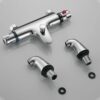 Thermostatic Bath Shower Mixer Valve Deck Mounted with Legs, Solid Brass Body Chrome Plated, Easy to Control Water Flow and Temperature from 30-45°C, Safety Button Temperature 38°C