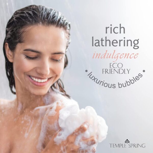 61mtf7PtDBL._AC_SL1500_.jpg Temple Spring Loofah Shower Sponge, Recycled Body Scrubber Scrunchies, Exfoliating Bath Sponge, Shower Puff Bath Sponges for Adults, Loofah Back Scrubber Pouffe, Loofa Body Scrub Exfoliator Coral Pink