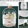 Multi-Function Make Up Case Dustproof Cosmetic Storage Box, Organizer Skin Care Products Jewelry Organizer Finishing Box for Bedroom Bathroom Desktop (White)