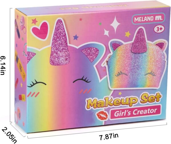 Kids Makeup Set for Girls, Washable Cosmetics Kit with Unicorn Makeup Bag, Hair Chalks, Makeup Palette, Birthday for Little Girl Princess