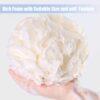 Larfraecy 2Pcs Shower Puffs, Large Mesh Exfoliating Bath Sponge Soft Body Puff Scrunchie for Scrubbing Loofah Sponge Body Scrubber for Women, Men Skin Exfoliating (White+Blue)