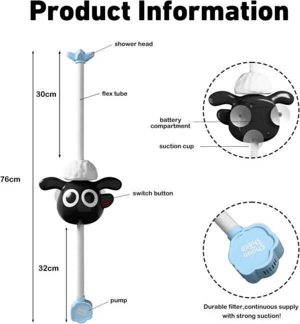 Baby Bath Shower Head Bath Toys for Toddlers 6 month Bubble Bath Shower Kids Toys Control Water Flow from 2 Trunk Knobs for Maximum Fun in Tub or Sink for Infants Great Gift for Newborn Babies(Blue)