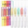 Saviland 6Pcs Cuticle Oil Pen - Cuticle Oil for Nail Care, Fruity Natural Ingredient Nail Oil Pen for Preventing Cracking and Drying of Nails, Manicure Pedicure for Woman