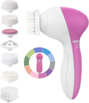 COSLUS Facial Spin Brush Face Cleansing: 7 in 1 Electric Exfoliator Spinning Cleanser Device Waterproof Face Gentle Cleanning, Exfoliating, Scrubbing Skin Care for Women Men Teenage Girls Set