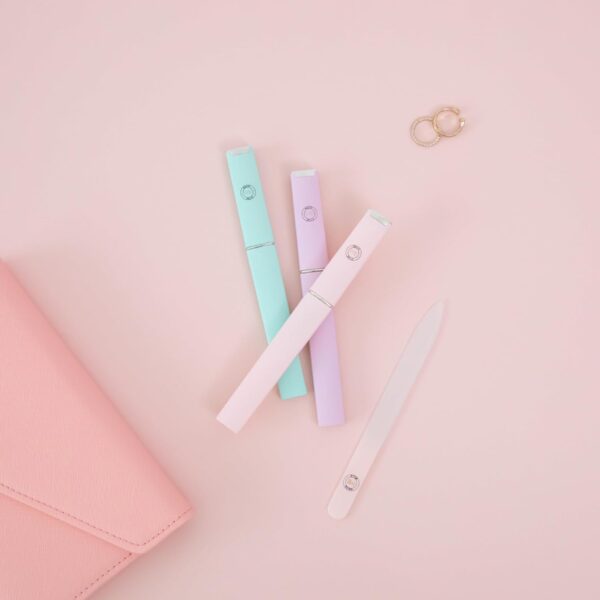 Malva Belle Best Crystal Glass Nail File – Long Lasting Double Sided Tempered Glass File – Professional Salon Manicure/Pedicure Filing Tool for Natural Nails - Pink (2 mm)
