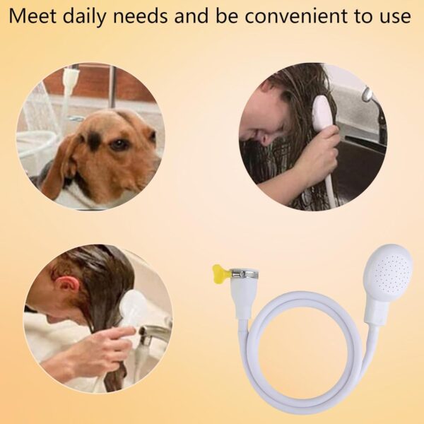 Tap Shower Attachment for Bath 2-Piece Set with 2m Hose, Shower Attachment for Taps, Portable Handheld Shower Head for Bath Taps, Ideal for Indoor and Travel Use