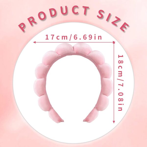 Ycfish Puffy Makeup Headband Spa Headbands for Women Sponge & Terry Towel Cloth Fabric Cute Skincare Headband for Face Washing, Makeup Removal, Shower, Facial Mask (Pink)