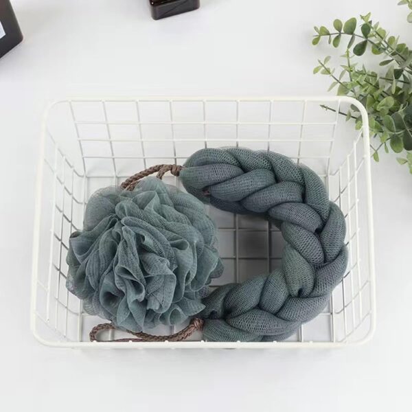 QIRUIRED 2Pcs Set Loofah Shower Puff Ultra Soft Mesh Bath Sponges for Adults Exfoliating Scrubbing and Cleaning Body Scrubbers for Use in Shower (Dark Blue)