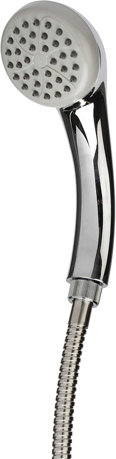 Croydex Bar Mixer Shower Set with 1500mm Flexi-Tube Hose, One Function Shower Head, Riser Rail, Easy Installation, Suitable for Round Taps, Chrome Plated