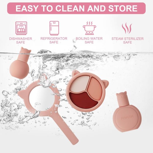 HOTUT Kids Makeup Sets For Girls Toys, 8pcs Silicone Pretend Makeup Toy Set, Girls Toys Children Makeup Set Washable Make Up Set for Little Girls, Childrens Princess Pretend Play Games Toys Presents