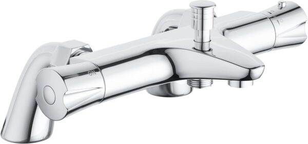 PURAGEIR Thermostatic Bath Tap, Deck Mount Shower Tap with Anti-Scald Control, Chrome Bathtub Mount