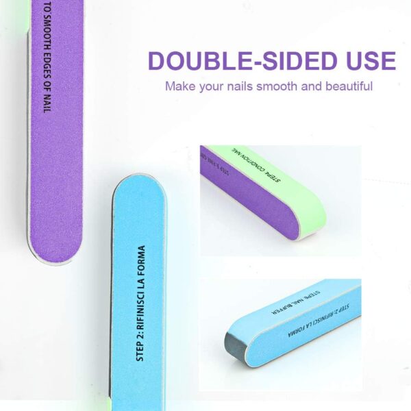 Nail File Set, WOVTE 11 Pcs Nail Files Block 7 Ways Buffer Block Buffer Block Sponge Polished, Come with Cuticle Nipper and Pusher for Dead Skin Nail Trimming Manicure Tools