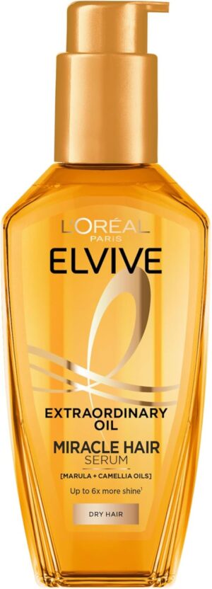 L'Oréal Paris Elvive Extraordinary Oil Miracle Hair Serum, Intense Nourishment, Up to 6x more Shine, up to 230° heat protection, suitable for all hair types, 100ml