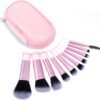 10 Pcs Travel Makeup Brush Set Pink Mini Makeup Brushes Travel Size With Pack Portable Small Eyeshadow Eye Lipstick Foundation Brush Shadow Contour Blush Concealer