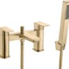 ENKI, Mykonos, BT1208, Contemporary Bath Shower Mixer Tap with Handheld Shower Attachment, Brushed Brass