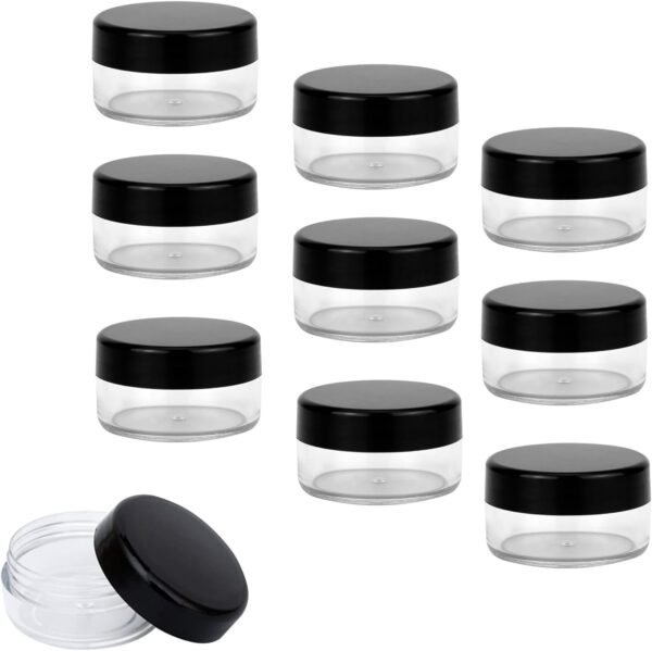 61qITRtifyL._AC_SL1500_.jpg Sample Pots for Cosmetics, 10 PCS 10Gram Cosmetic Containers, Make up Pots, Mini Jars With Lids, Clear Round Plastic Jars, BPA Free Pot Jars for Travel Storage Makeup Beauty Products Face Creams