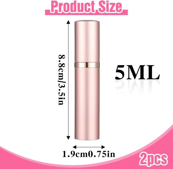 JIYIN 5ml Travel Perfume Refillable Bottle, 2 Pack Bottom-Filling Perfume Atomiser, Mini Portable Fragrances Cologne Dispenser, 0.17oz Travel Leakproof Perfume Sprayer for Women Men(Gold)