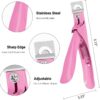 MelodySusie Acrylic Nail Clippers with 15Pcs Magnets Tip Cutters for Fake Gel Nails Sharp Professional Manicure Pedicure with Length Measurement Trimmer Nail Care Tools (Pink)