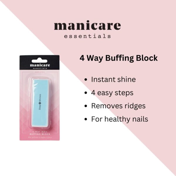 Manicare Nail Buffing Block, 4 Sided Nail File And Buffer For Shaping, Styling, Smoothing And Polishing, Removes Ridges, Instant High Gloss Shine, Easy To Use Manicure Tool For Home Or Salon Use