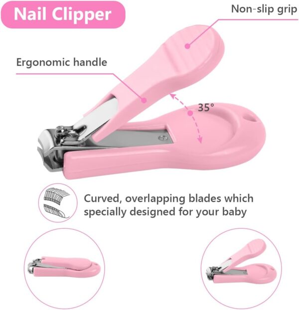 Vicloon Baby Nail Kit, 5-in-1 Baby Nail Care Set, Baby Nail Care Tool, Baby Manicure Set Includes Nail Clippers, Scissor, Earpick, Nail File and Tweezer for Newborn Infant Toddler