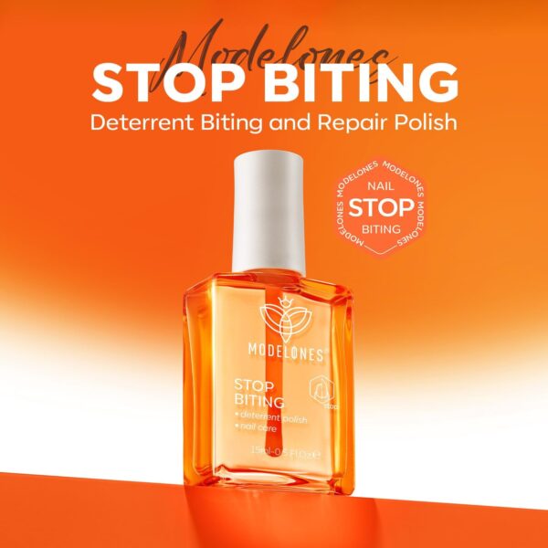 Modelones Nail Biting Treatment, No Bite Nail Polish, Thumb Sucking Deterrent, Promotes Fast Nail Growth, Stop Nail Biting, Easy Application, Quick-Drying Bitter Nail Polish 15 ML