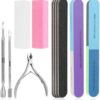 Nail File Set, WOVTE 11 Pcs Nail Files Block 7 Ways Buffer Block Buffer Block Sponge Polished, Come with Cuticle Nipper and Pusher for Dead Skin Nail Trimming Manicure Tools