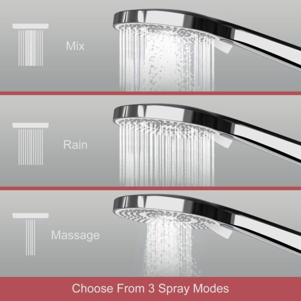 Rainsworth Thermostatic Shower Mixer Set Chrome, 25cm Round Overhead Rainfall Shower, 3 Jet Types Handheld Shower, Height Adjustable Shower Set, Shower System