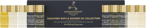 Aromatherapy Associates Discovery Collections Miniature Bath & Shower Oil Set, 10 x 3 ml, 100% Natural Formulation Infused Body Oil Body Treatment Home SPA