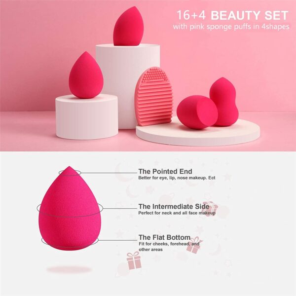 DUAIU Marble Makeup Brushes Set Premium Synthetic Kabuki Powder Blush Contour Foundation Concealer Eyeshadow Brushes with Makeup Sponge - Pink Marble Set)