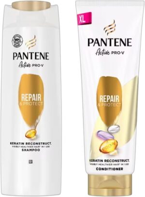 Pantene Repair & Protect Shampoo 500ml and Conditioner 350ml Set | Active Pro-V Formula with Keratin Reconstruct | Hair Repair & Strengthening Bundle